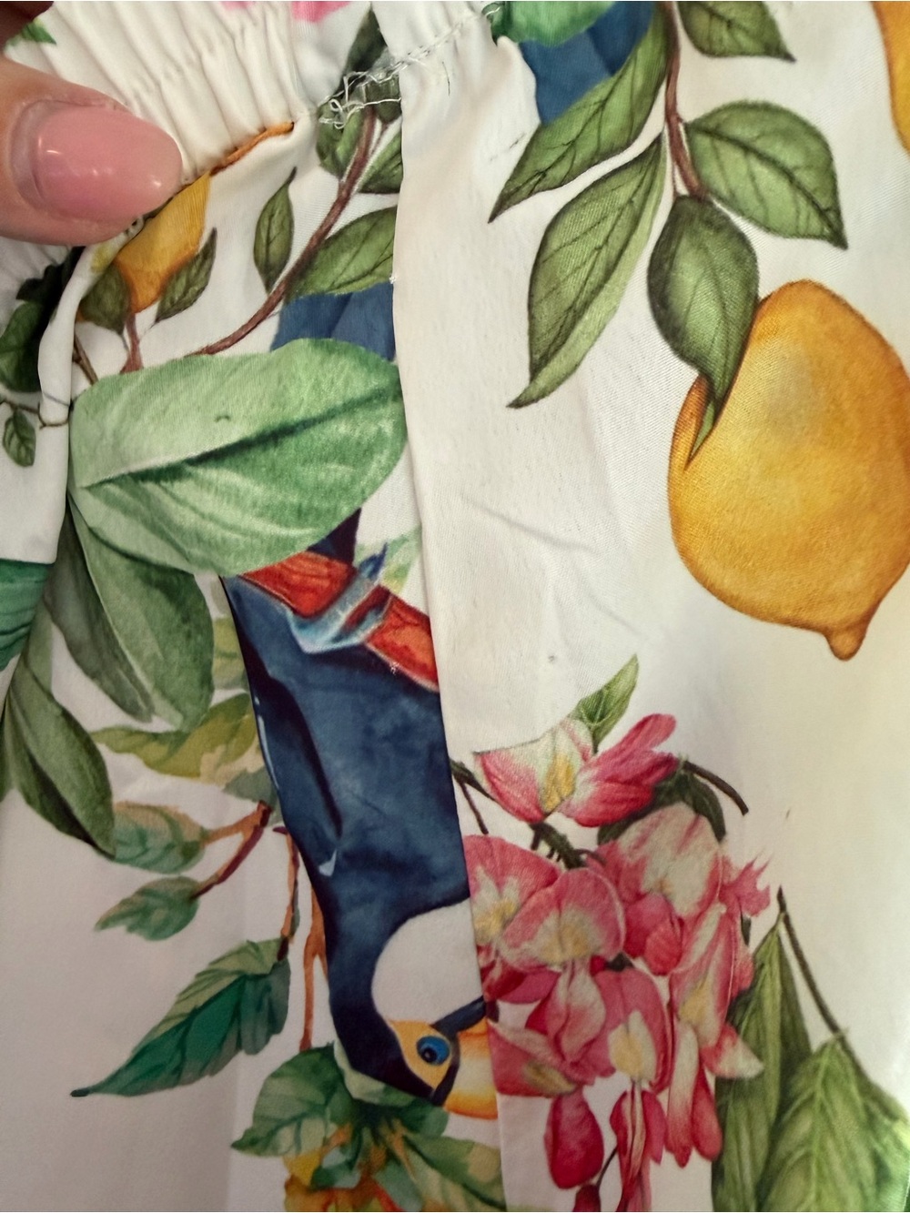 Calypso St Barth Floral/ Bird Print White Maxi Skirt and Puff Sleeve top Set - Picture 11 of 15